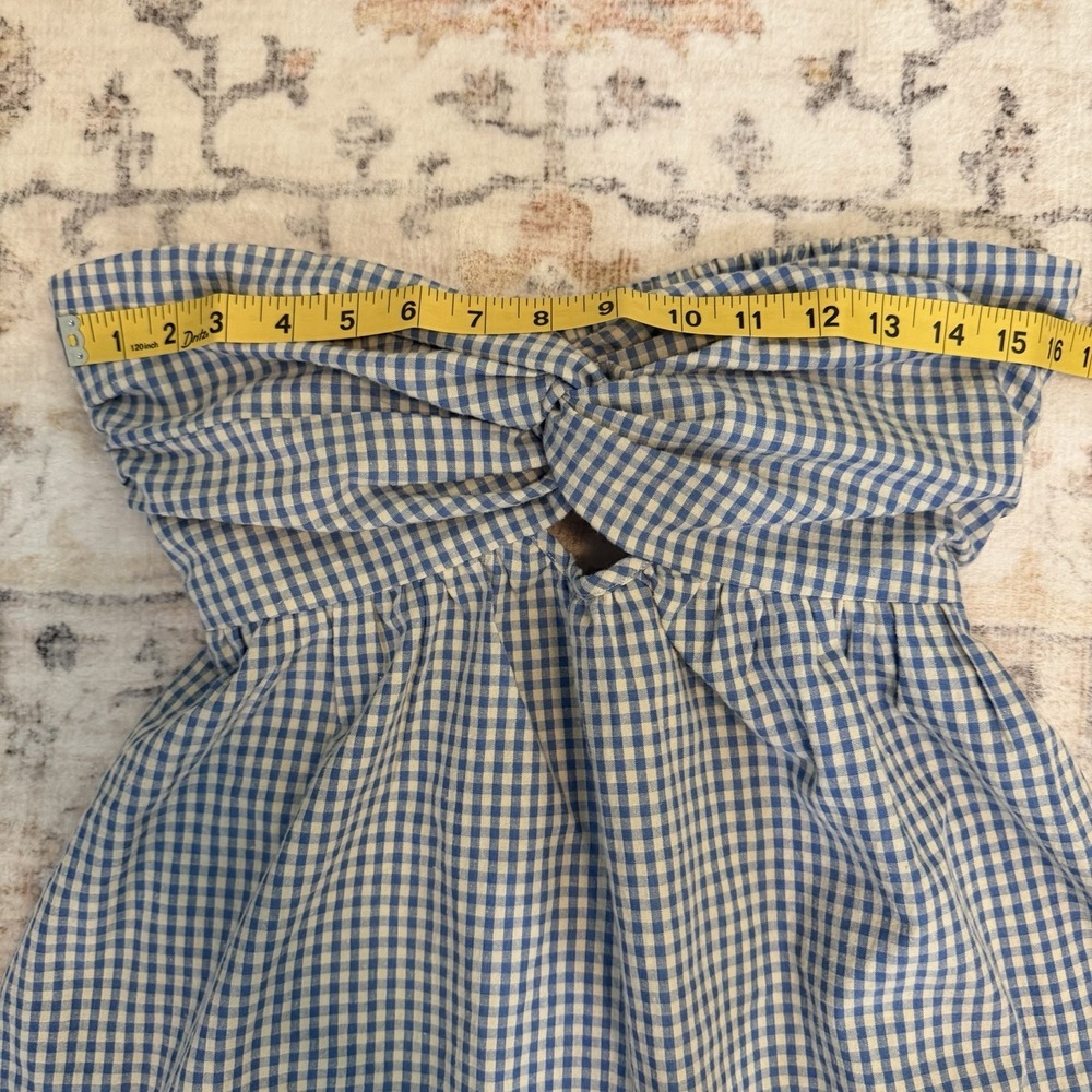 NWT Creamon Betha Size M Strapless Blue & White Gingham Romper Dress - Picture 9 of 13